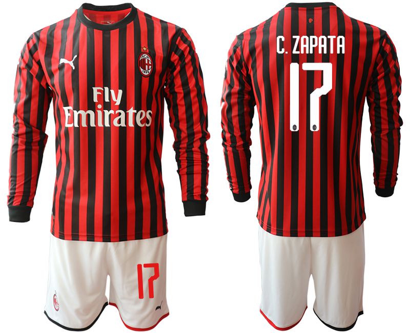 Men 2019-2020 club AC milan home long sleeve #17 red Soccer Jerseys